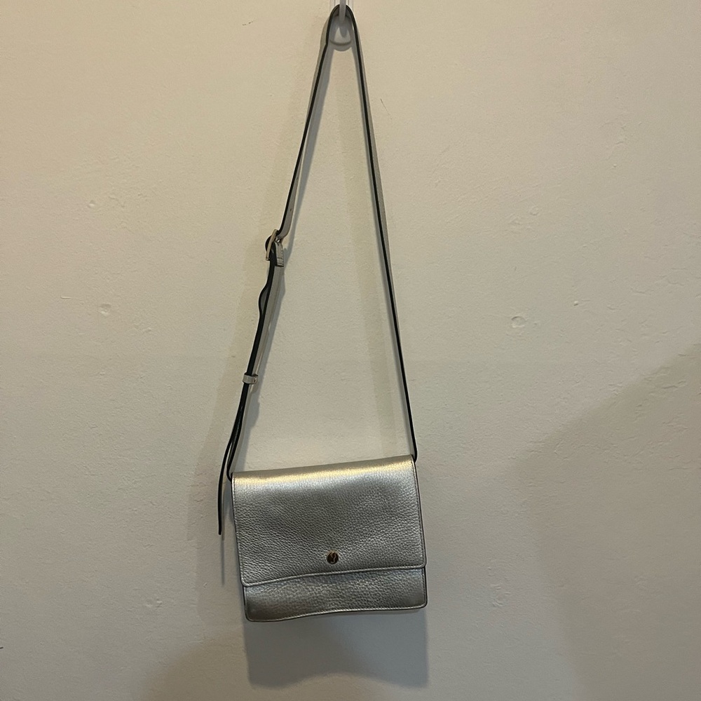 Silver Leather Crossbody Bag